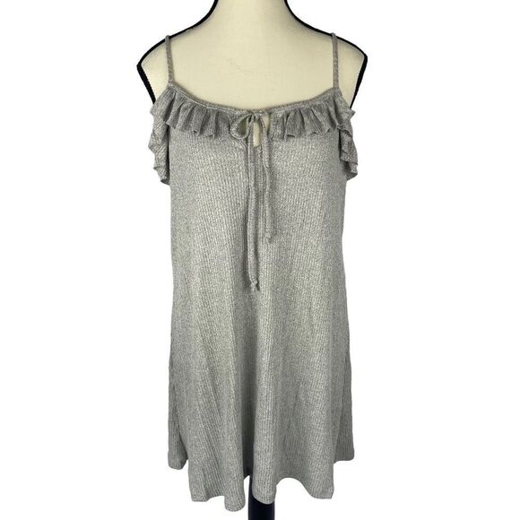 Anthropologie Maronie Women’s Gray Ruffled mini Sundress W/Adjustable Strps Sz M - Picture 5 of 8